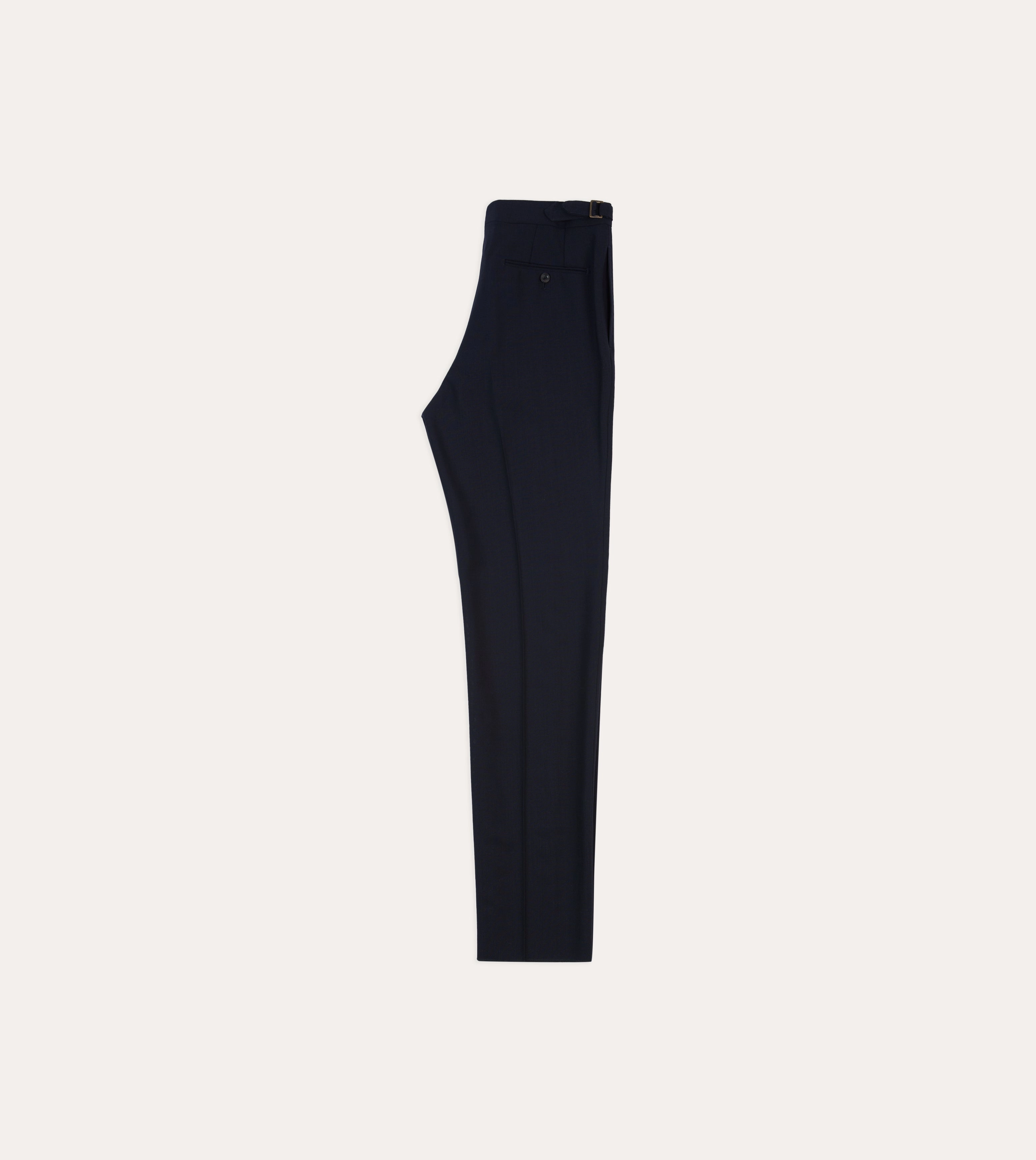 Navy Tropical Wool Single Pleat Trouser