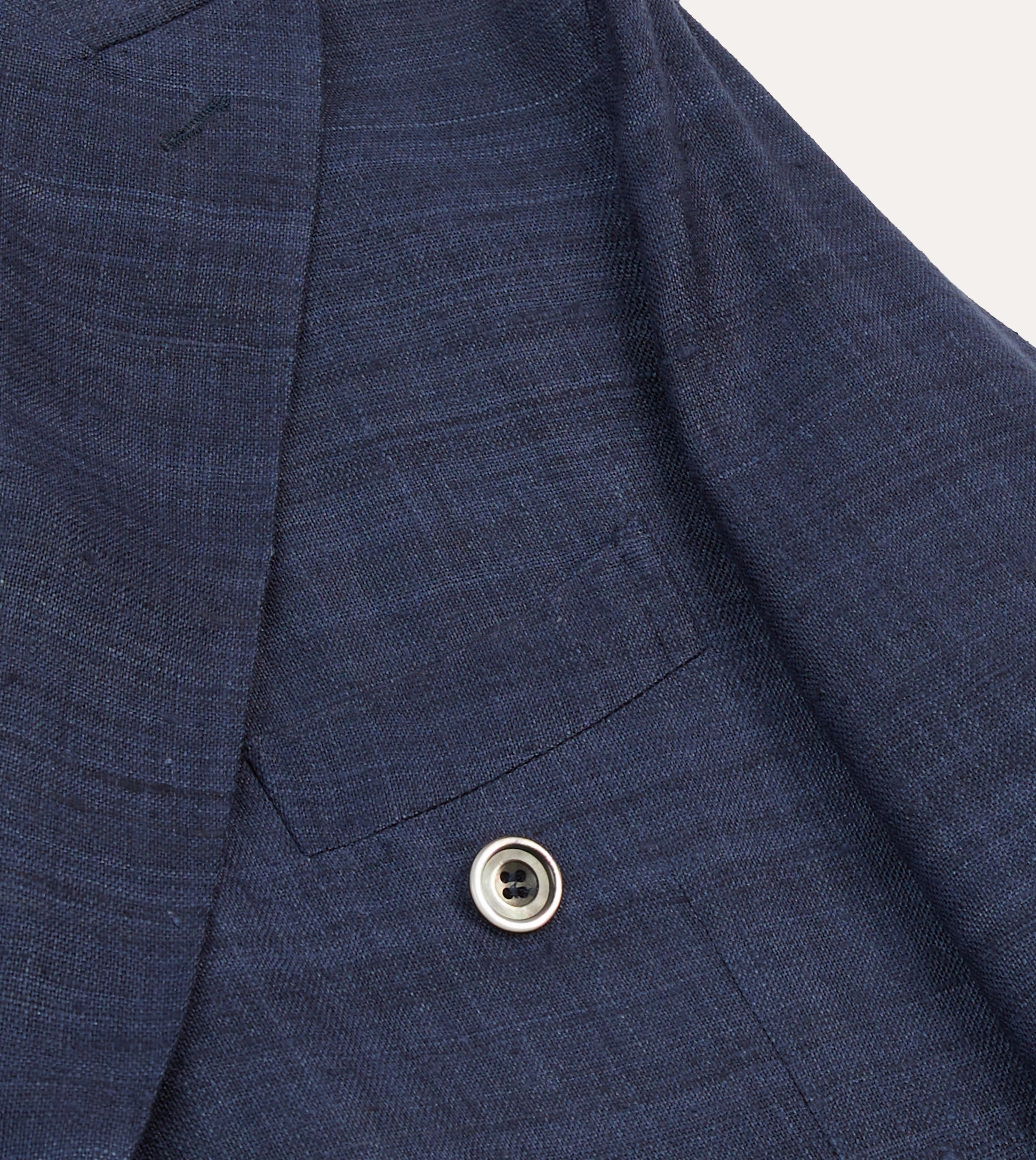 Navy Tussah Silk Double-Breasted Tailored Jacket