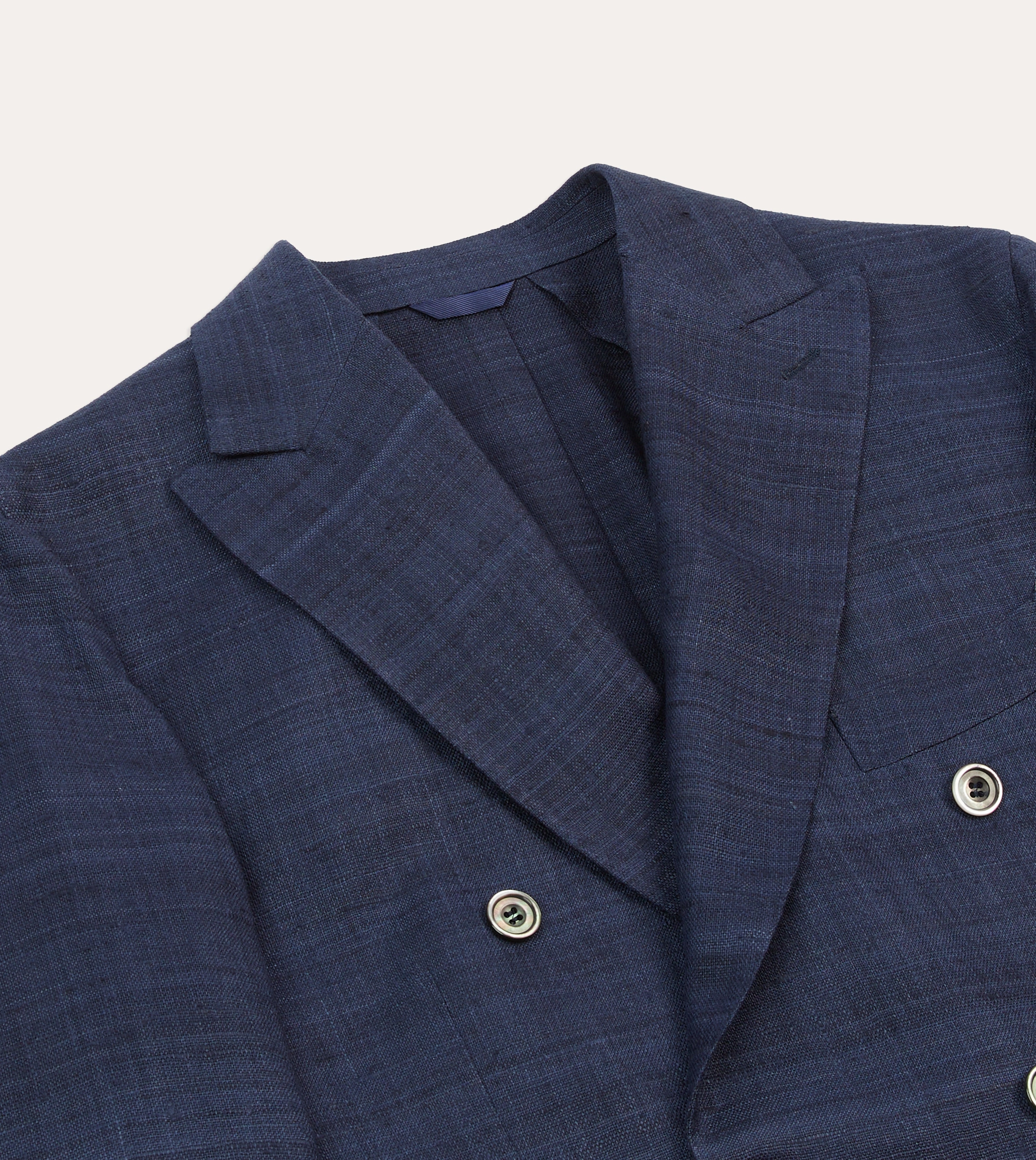 Navy Tussah Silk Double-Breasted Tailored Jacket