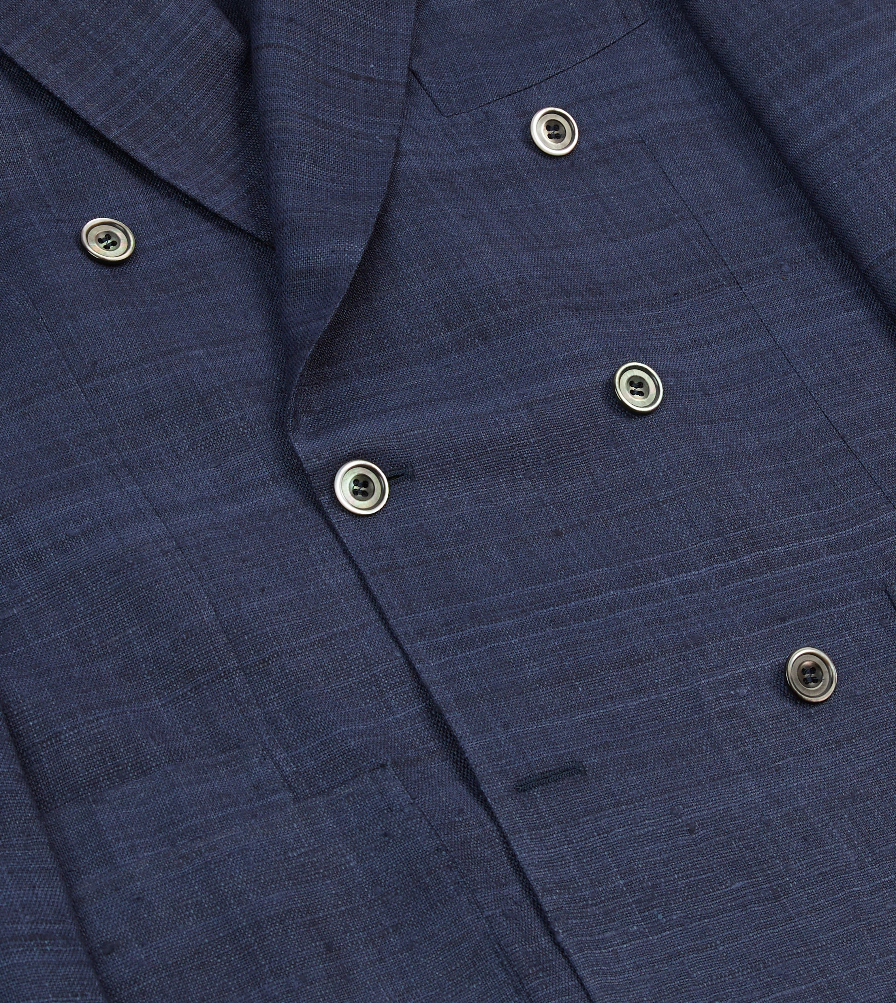 Navy Tussah Silk Double-Breasted Tailored Jacket