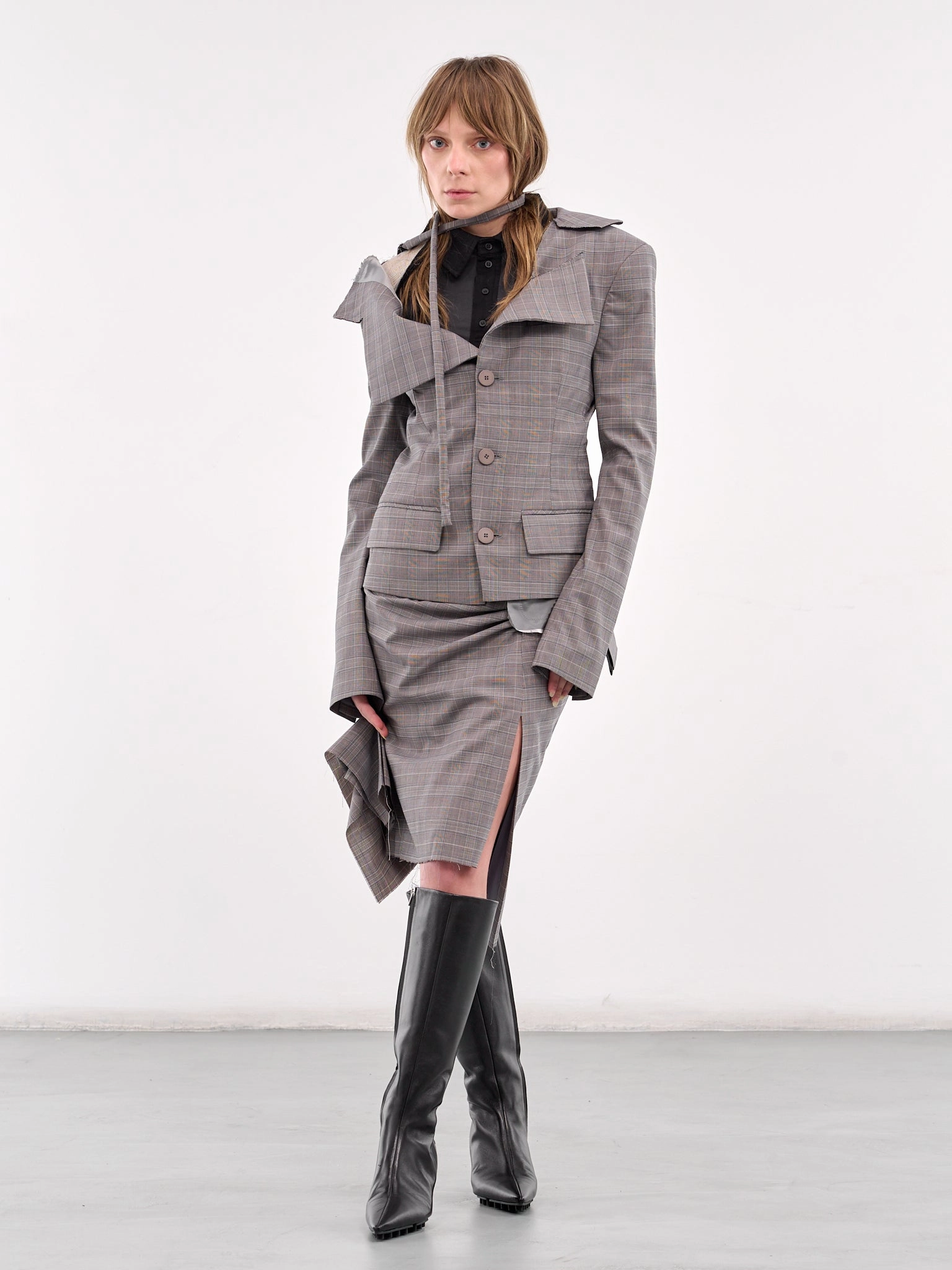Off-Shoulder Blazer (12360062302-GREY)