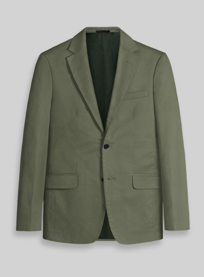 Olive Green Napoli Stretch Light Weight Cotton Suit