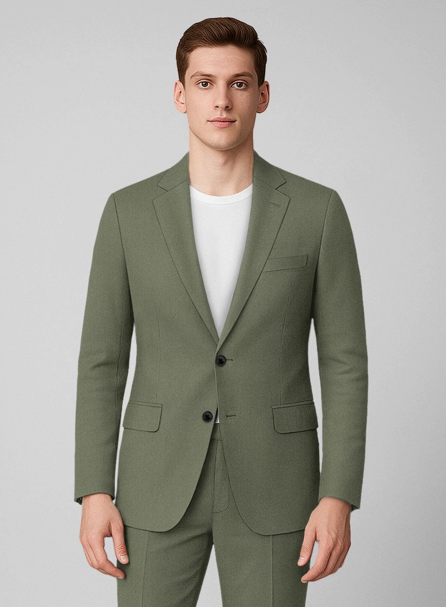 Olive Green Napoli Stretch Light Weight Cotton Suit
