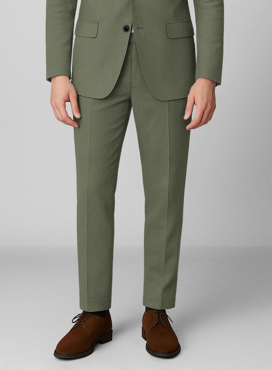 Olive Green Napoli Stretch Light Weight Cotton Suit