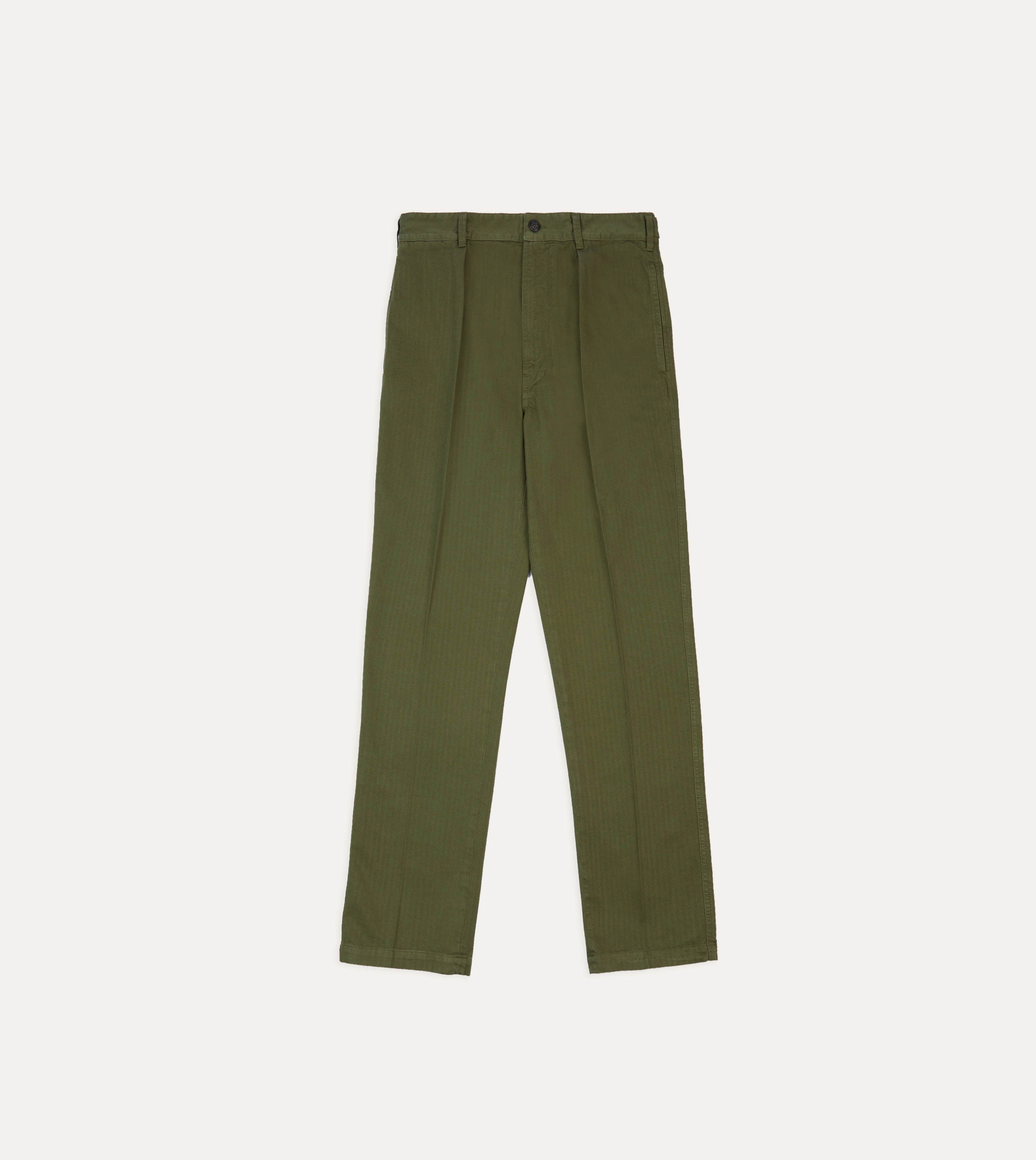 Olive Herringbone Cotton Games Trousers