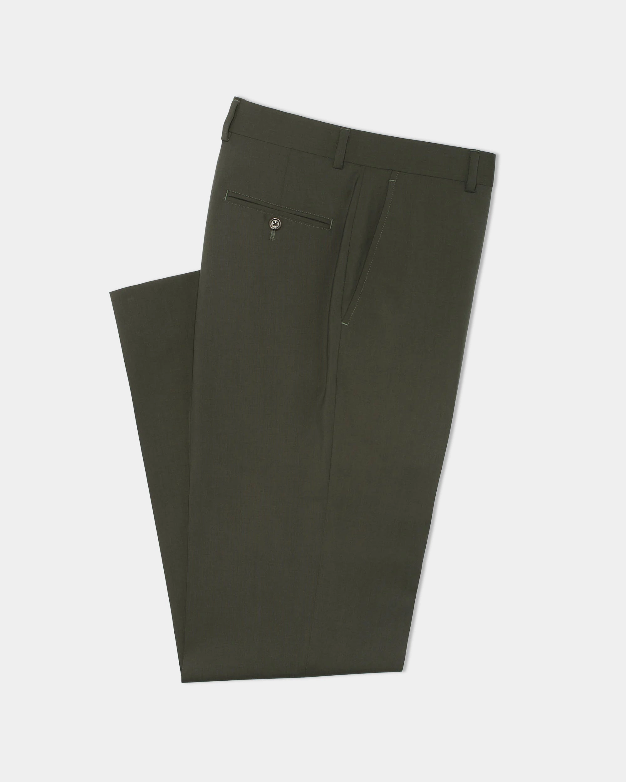 OLIVE TROPICAL WOOL TROUSERS