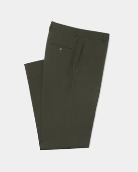 OLIVE TROPICAL WOOL TROUSERS
