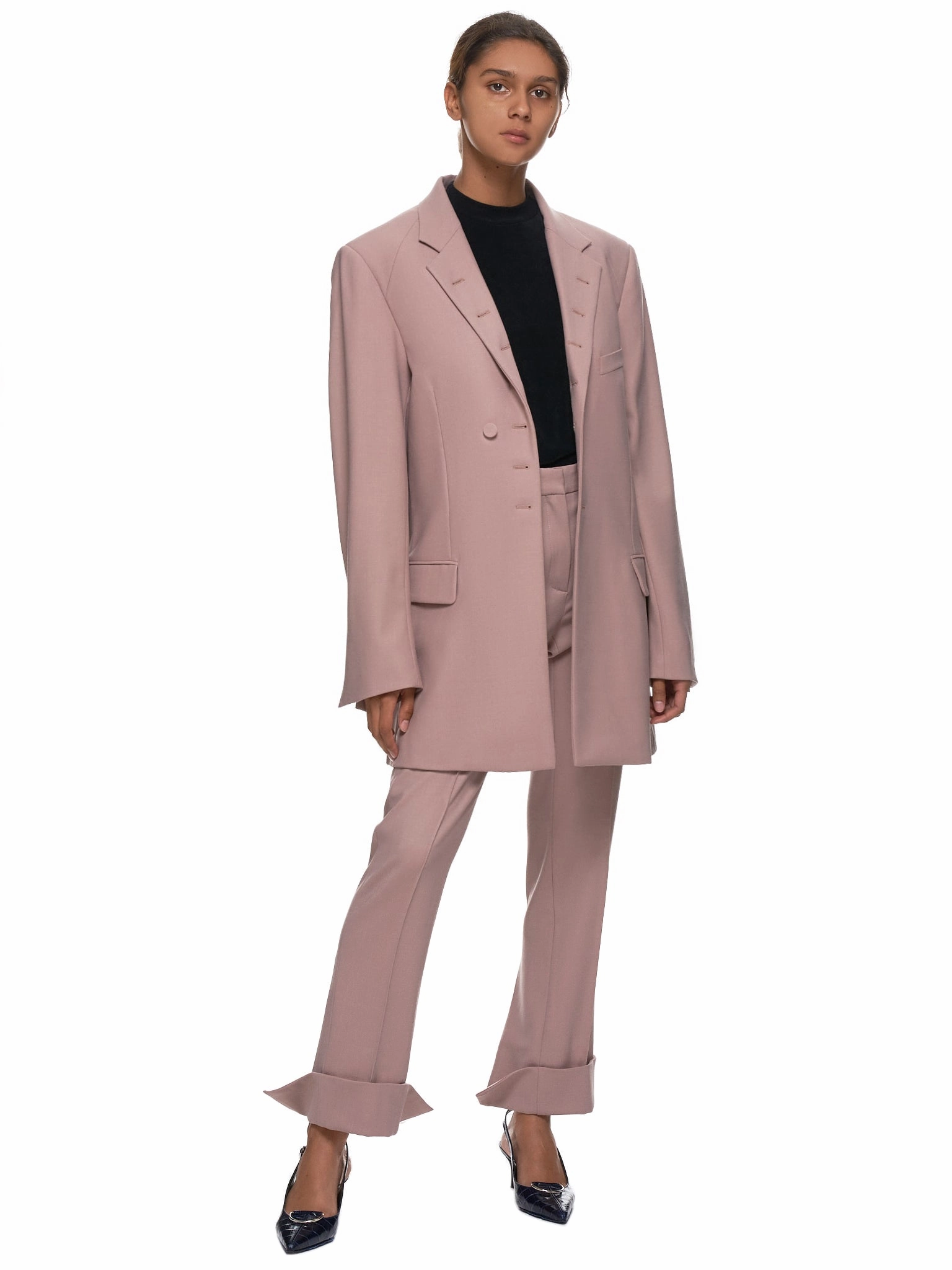 Oversized Button Hole Blazer (R5CA42-WM-ASH-PINK)