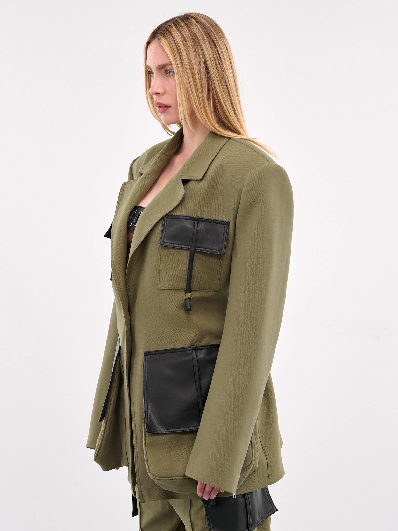 Oversized Cargo Blazer (CBL01BL-KHAKI-GREEN)