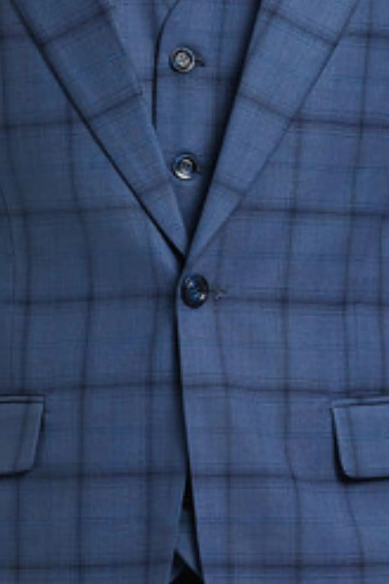 Panachify Collection: Men's Windowpane Hybrid Fit 3 Piece Suit In Blue