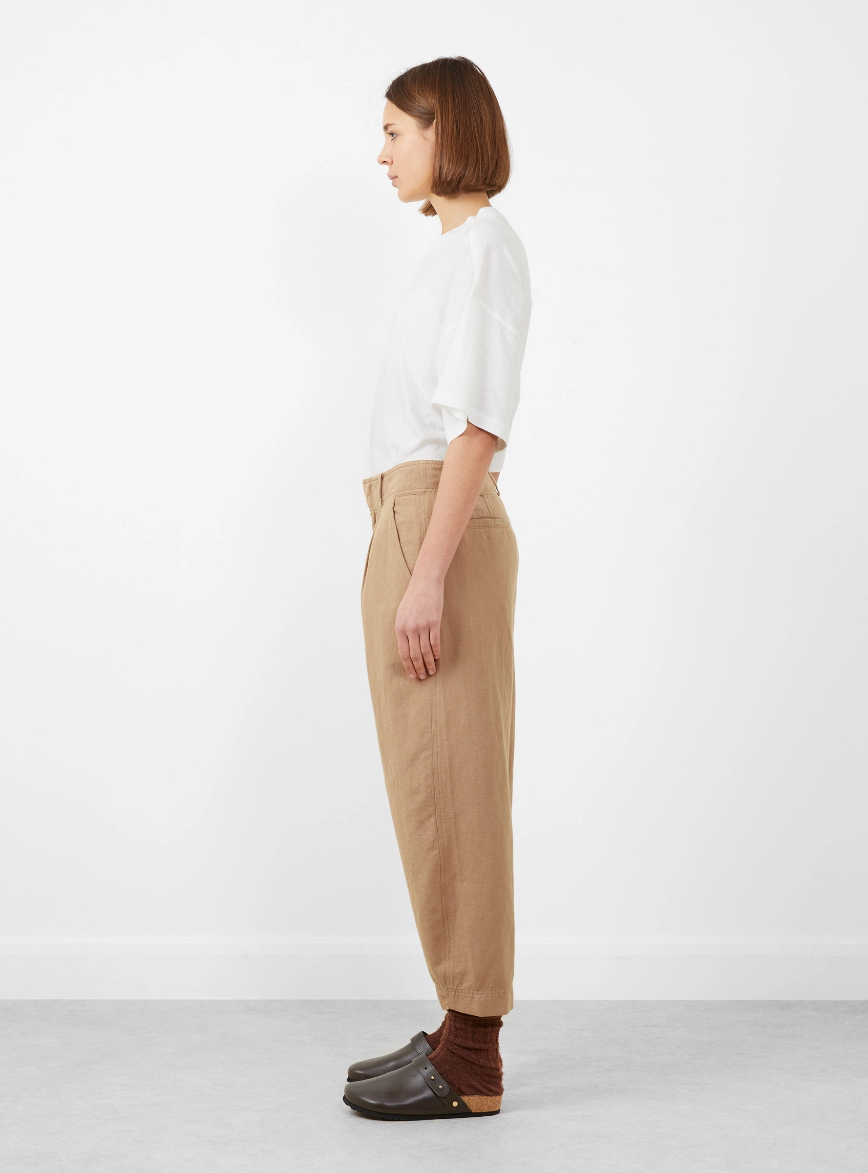Petite Bari Crop Trouser Deep Khaki