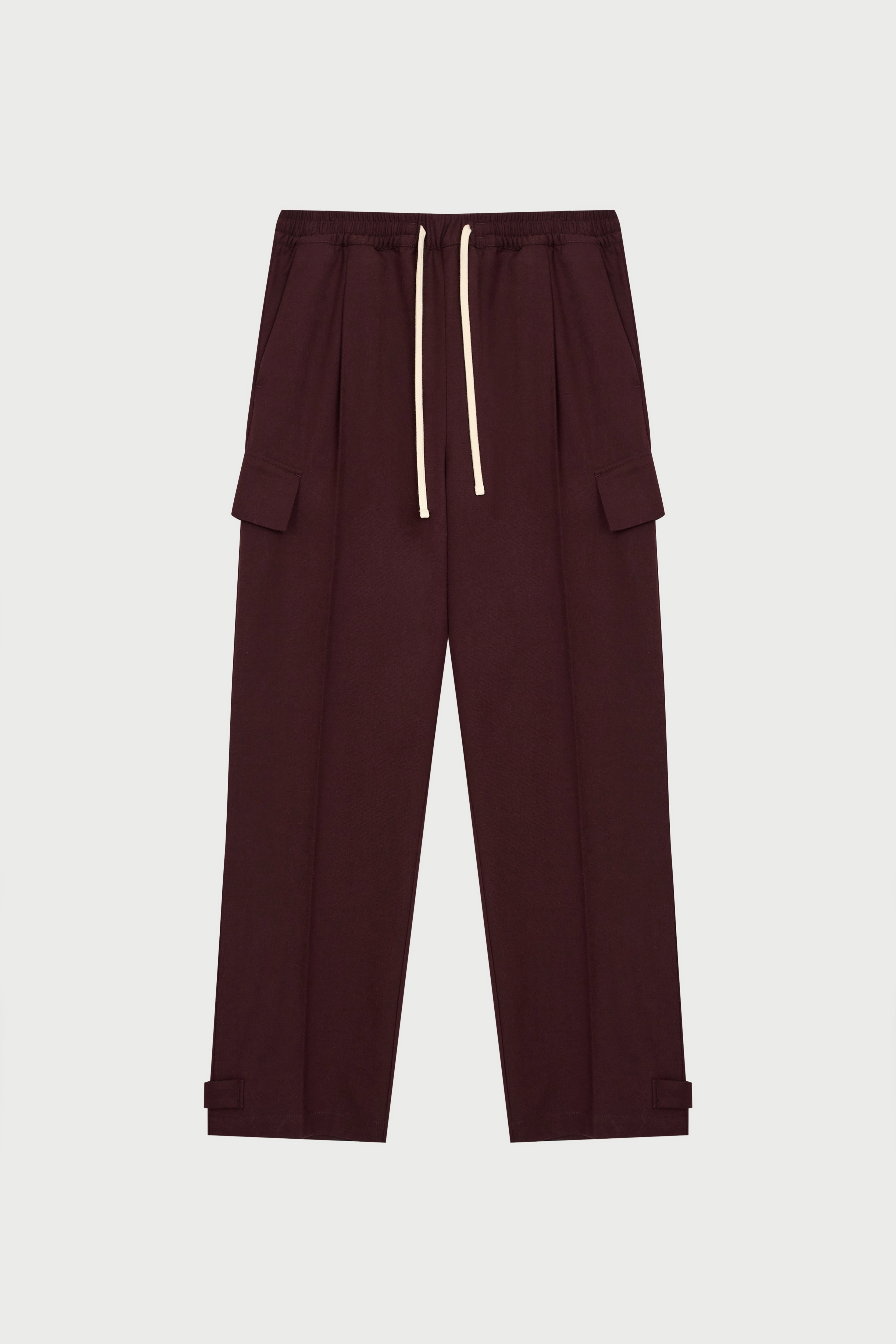 PLEATED WIDE LEG TROUSER - BURGUNDY