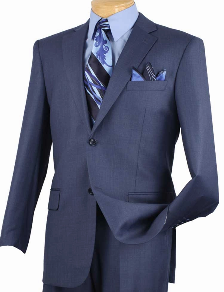 Prestigio Collection: Blue 2 Piece Solid Color Single Breasted Regular Fit Suit