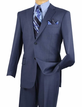 Prestigio Collection: Blue 2 Piece Solid Color Single Breasted Regular Fit Suit