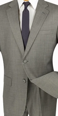 Prestigio Collection: Grey 2 Piece Solid Color Single Breasted Regular Fit Suit