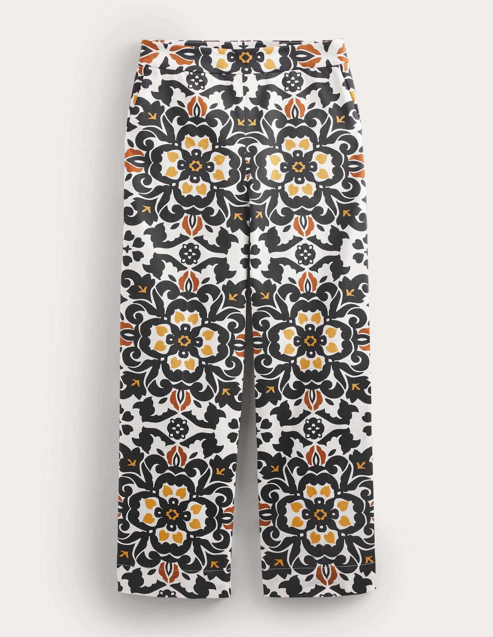 Printed Crop Pants-Black, Opulent Pome