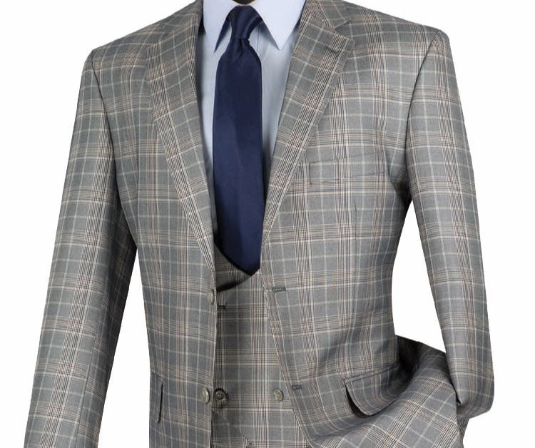 Procyon Collection: Gray Glen Plaid Single-Breasted Classic Fit 3-Piece Suit