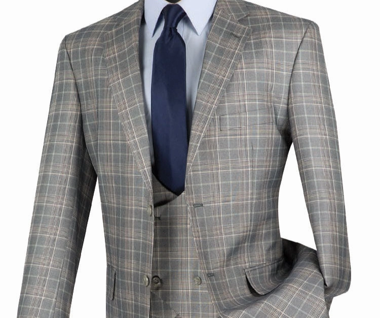 Procyon Collection: Gray Glen Plaid Single-Breasted Classic Fit 3-Piece Suit