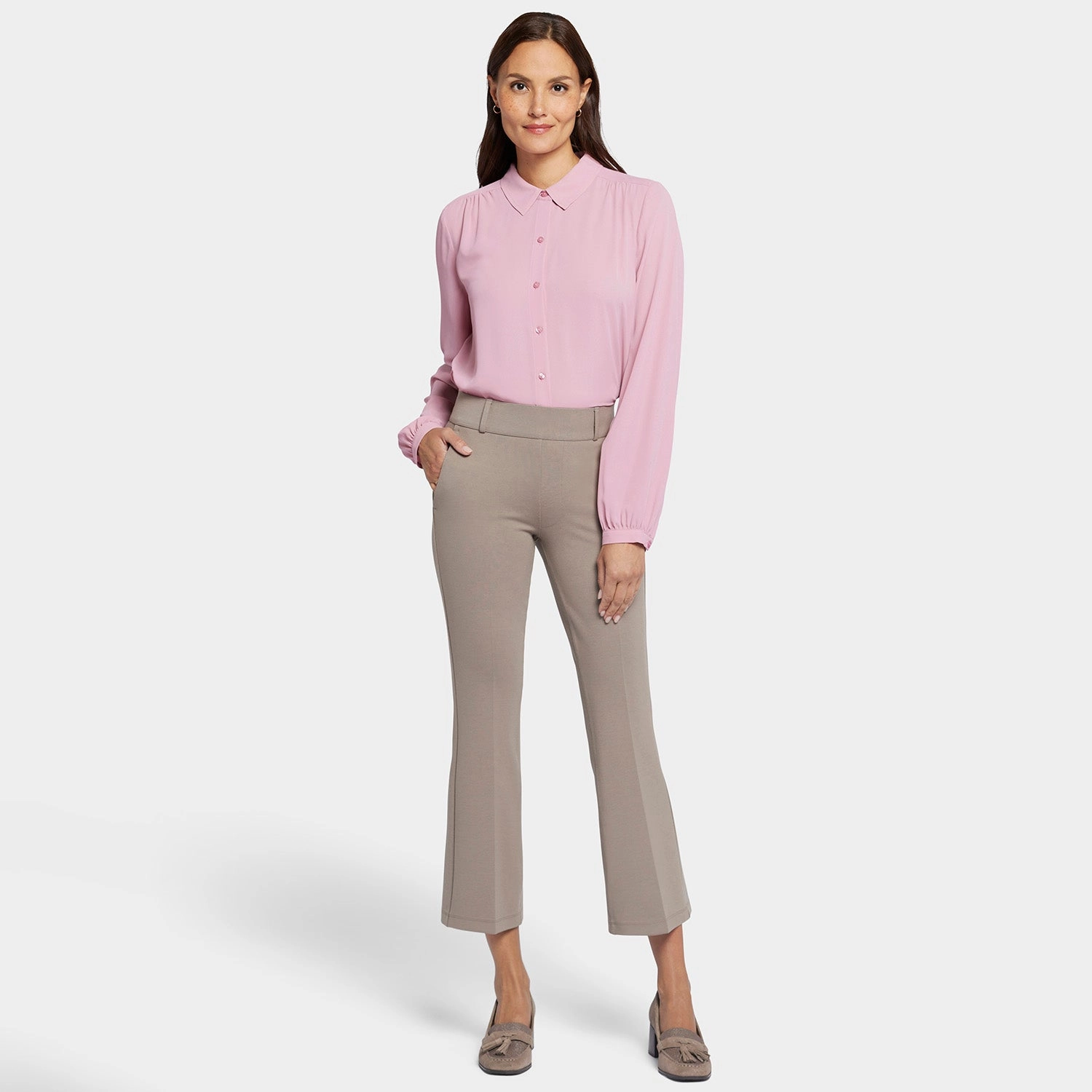 Pull-On Flared Ankle Trouser Pants - Saddlewood
