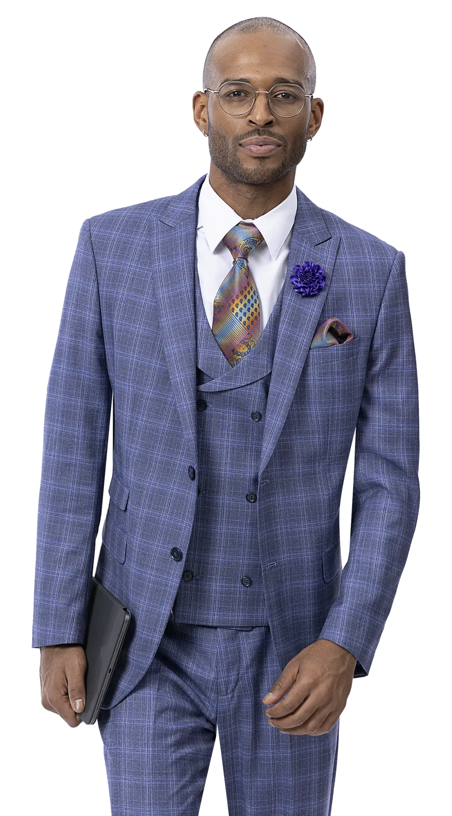 Purple Three Piece Regular Fit Fashion Suit M2777