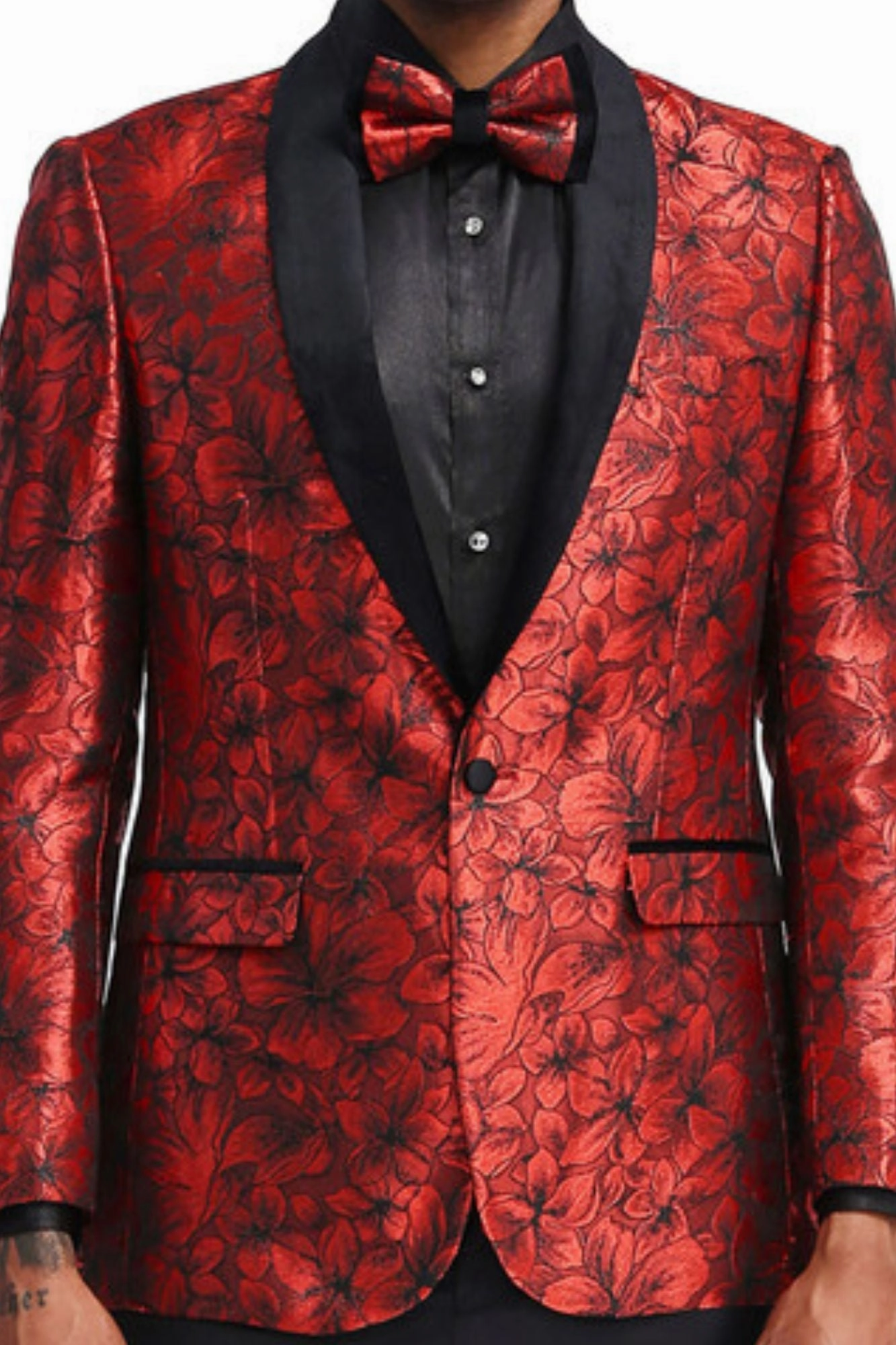 Quintessential Collection: Men's Floral Pattern Blazer In Red
