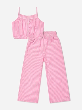 Ralph Lauren Girls Striped Trouser Set in Pink