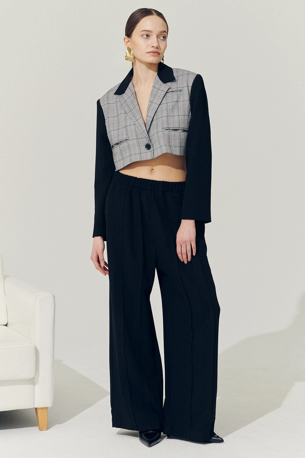 Re:born Daisy One Button Crop Blazer