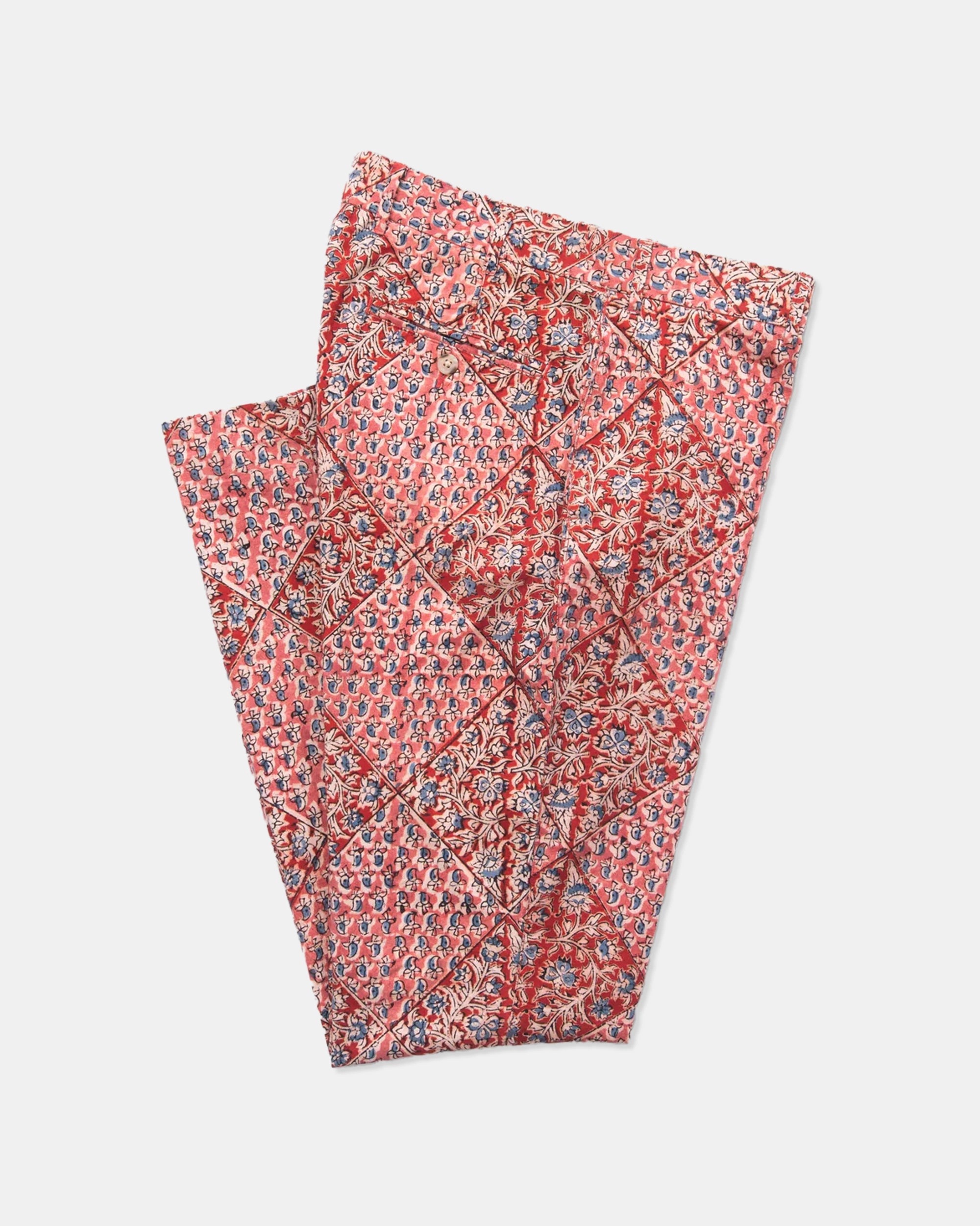 RED INDIA BATIK PRINT TROUSERS - TRIM FIT