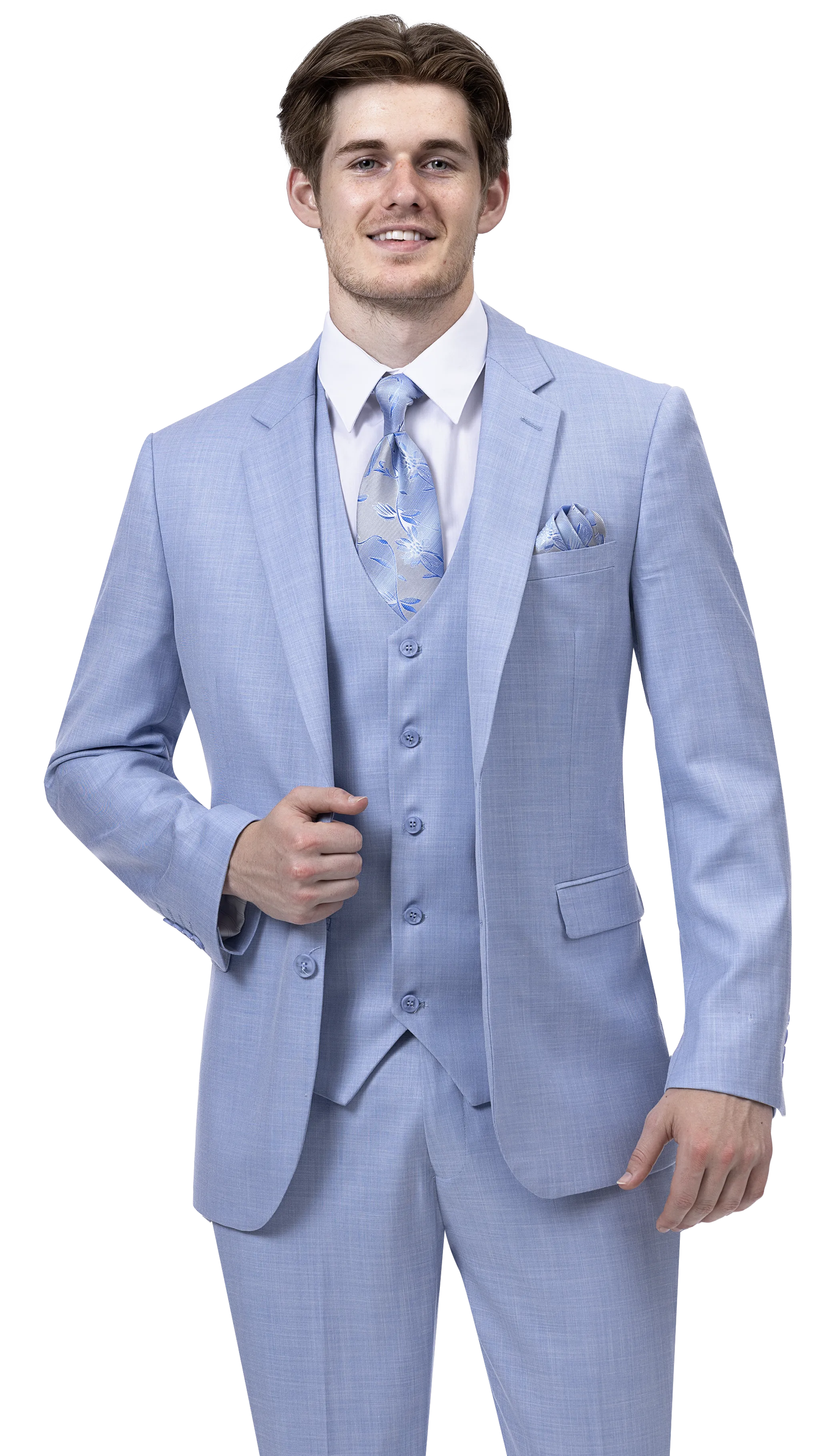 RegalRevel Collection: Sky Blue Three Piece Regular Fit Fashion Suit M18022