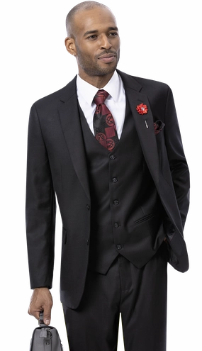 RegalRevel Collection: Black Three Piece Fashion Suit M18022
