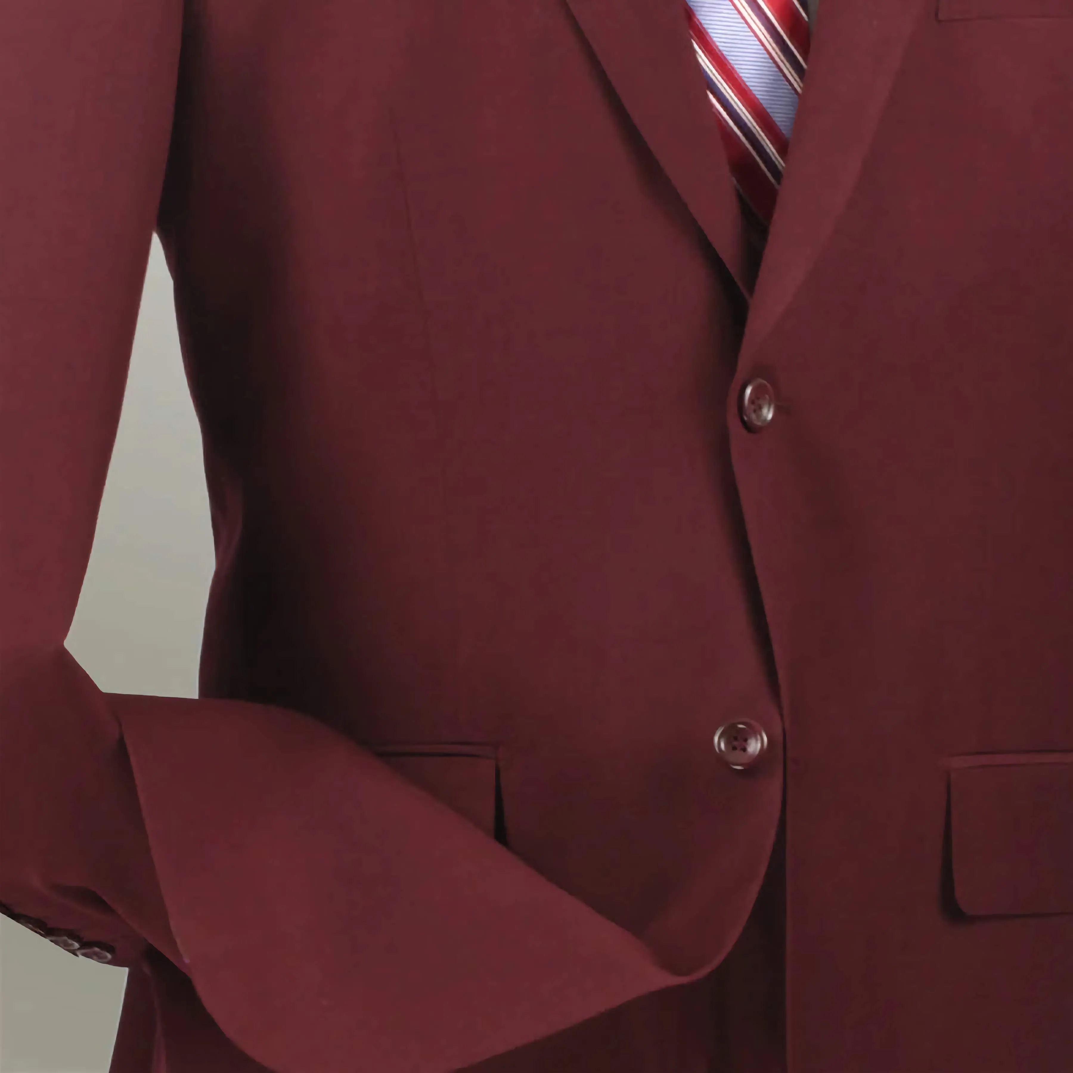 Regular Fit 2 Piece 2 Button Textured Weave Burgundy