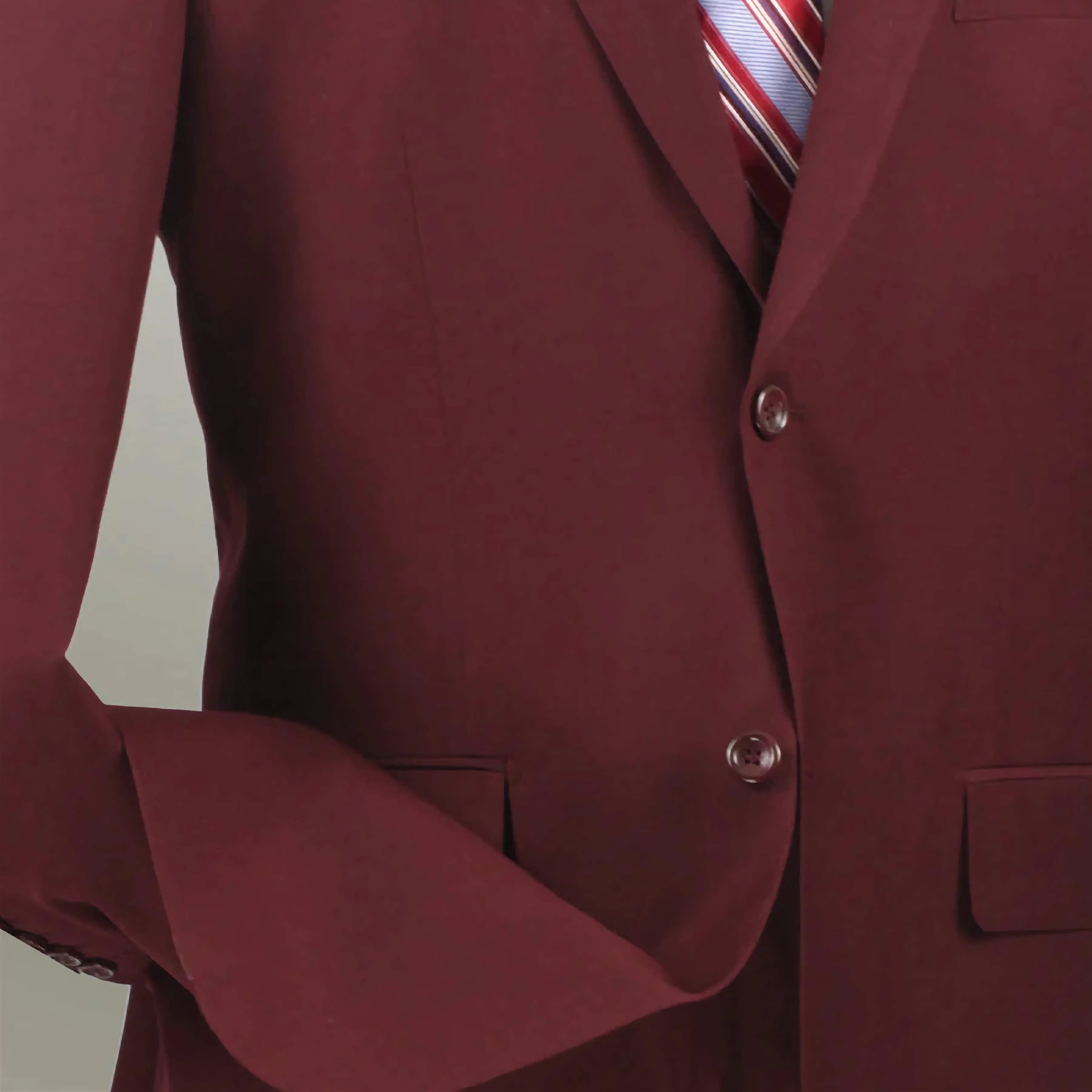 Regular Fit 2 Piece 2 Button Textured Weave Burgundy