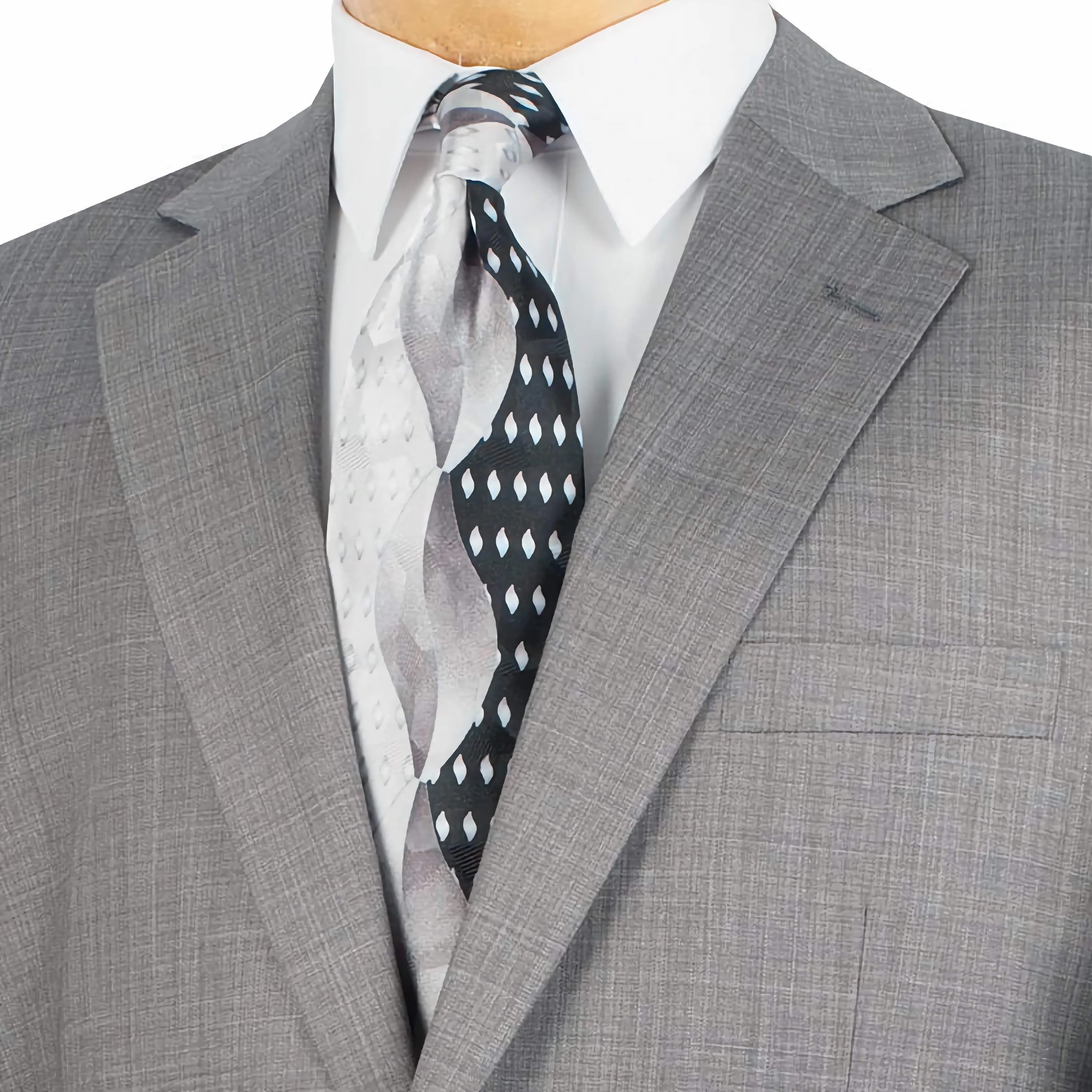 Regular Fit 2 Piece 2 Button Textured Weave In Gray