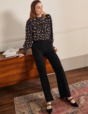 Relaxed Bootcut Pants-Black