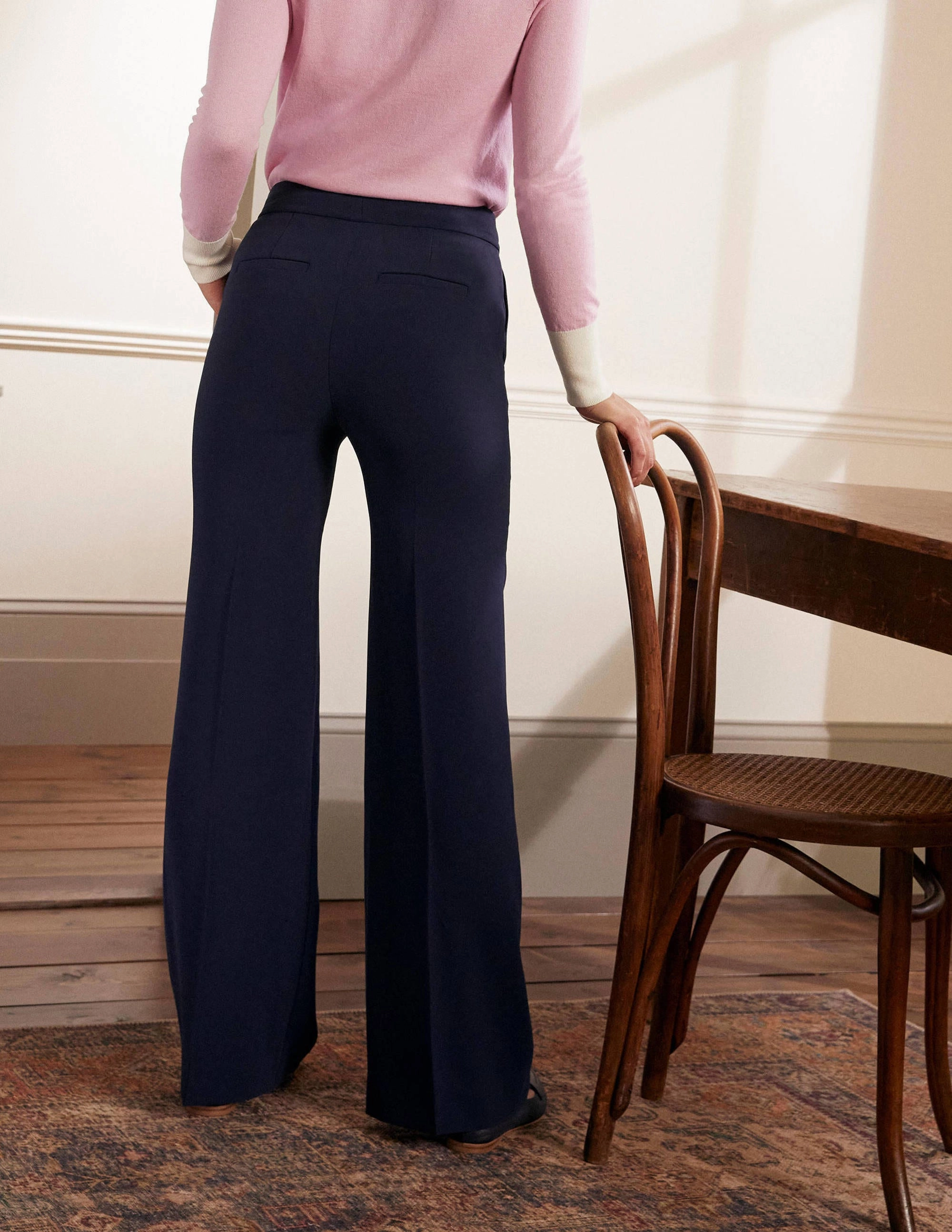 Relaxed Bootcut Pants-Navy
