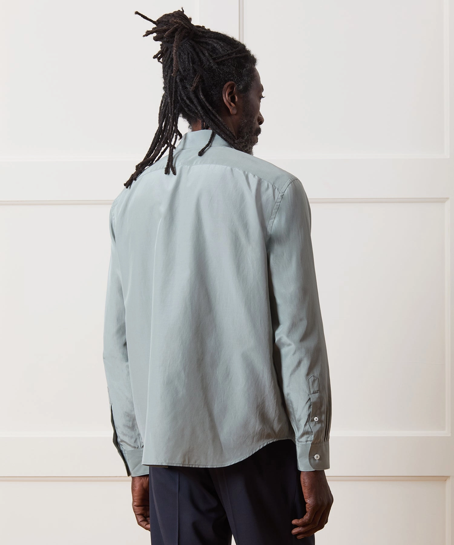 Relaxed Silk-Cotton Point Collar Shirt