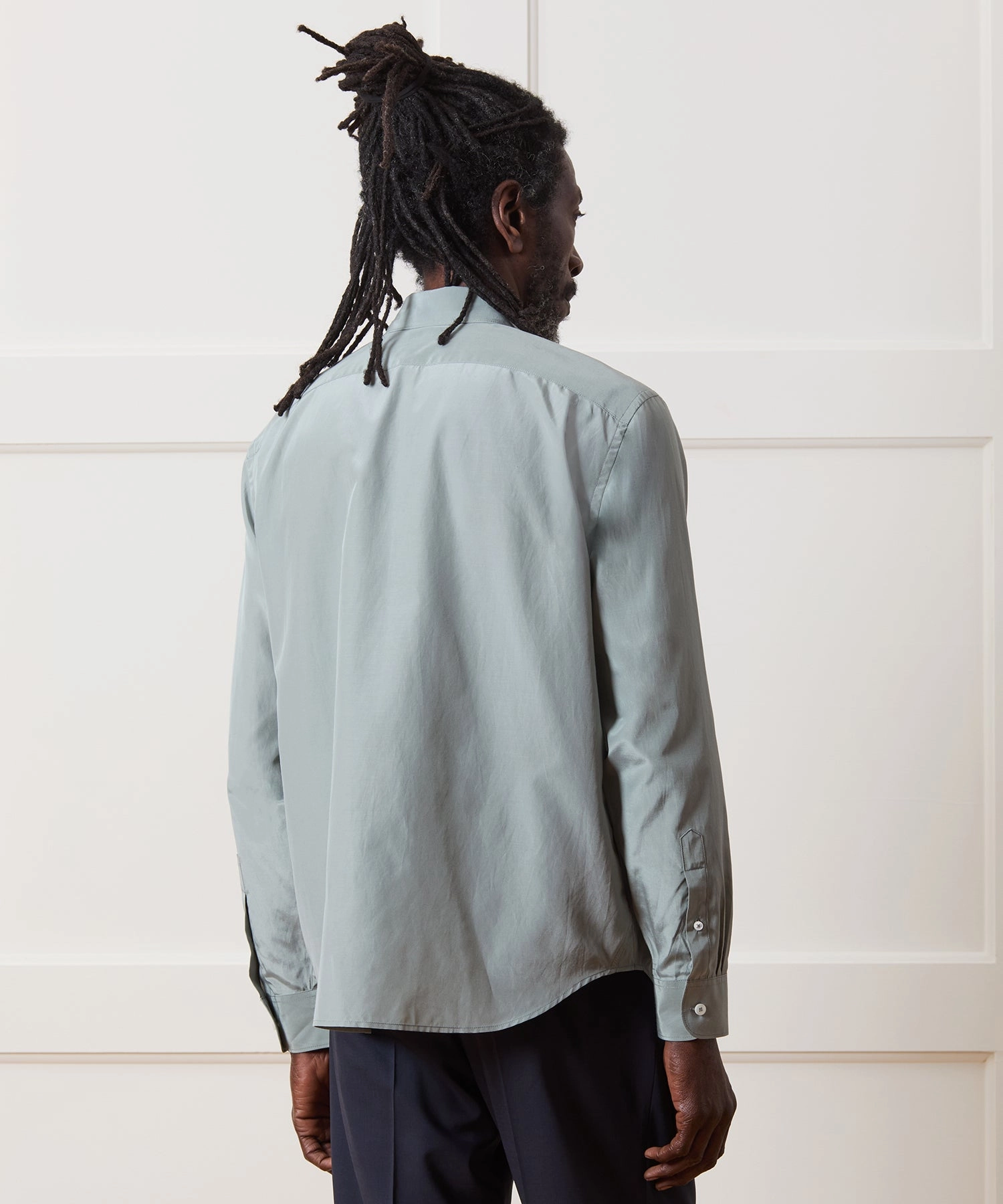Relaxed Silk-Cotton Point Collar Shirt