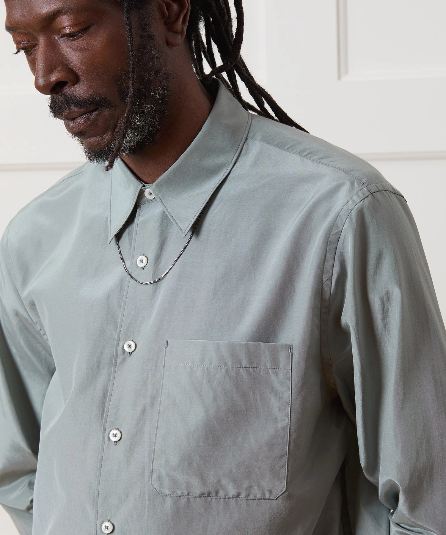 Relaxed Silk-Cotton Point Collar Shirt
