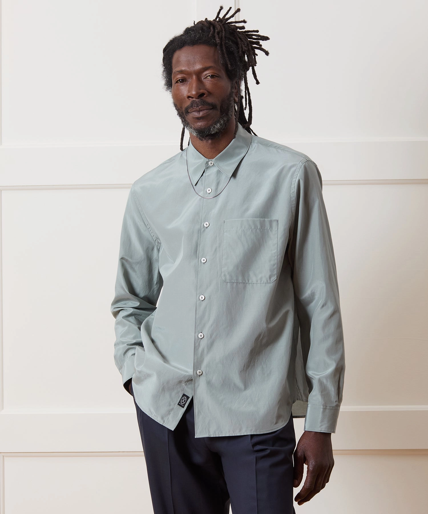 Relaxed Silk-Cotton Point Collar Shirt