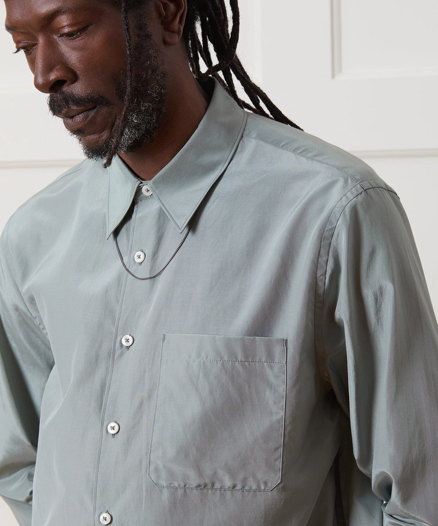 Relaxed Silk-Cotton Point Collar Shirt