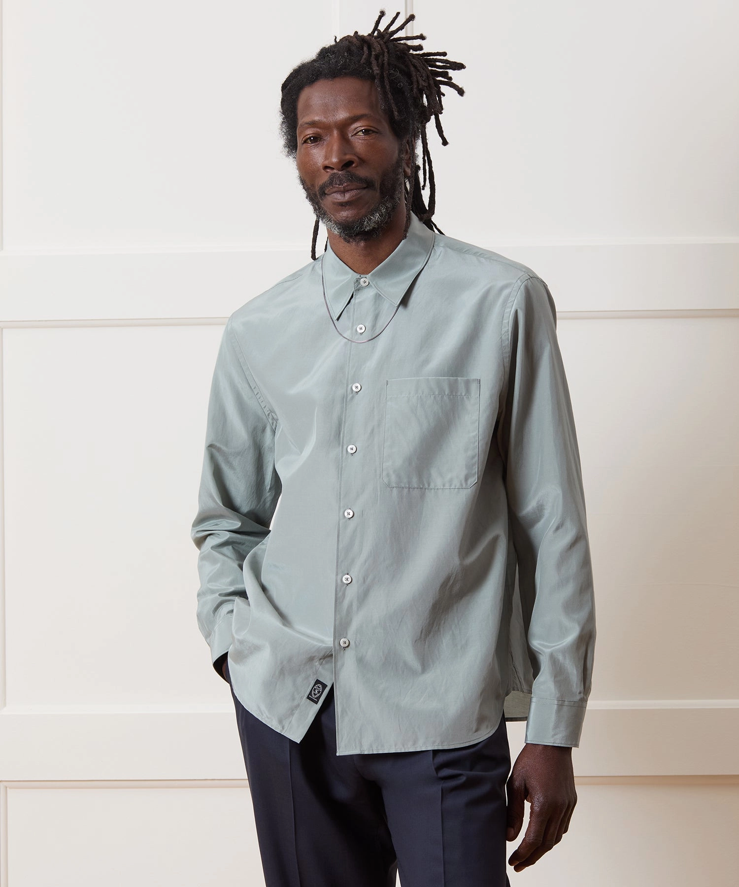 Relaxed Silk-Cotton Point Collar Shirt