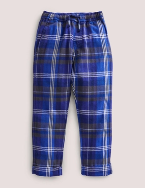 Relaxed Slim Pull-on Pants-Blues/Green Check