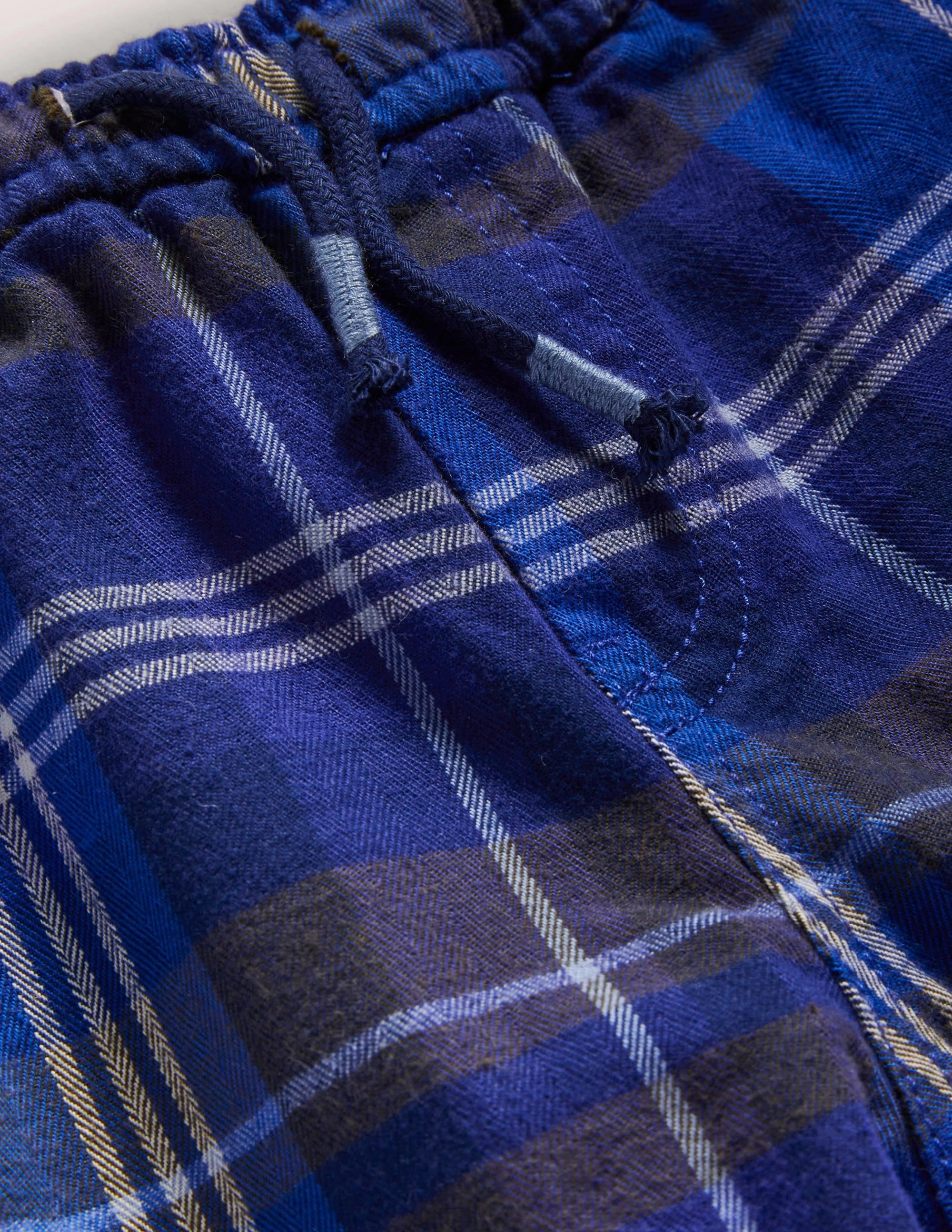 Relaxed Slim Pull-on Pants-Blues/Green Check