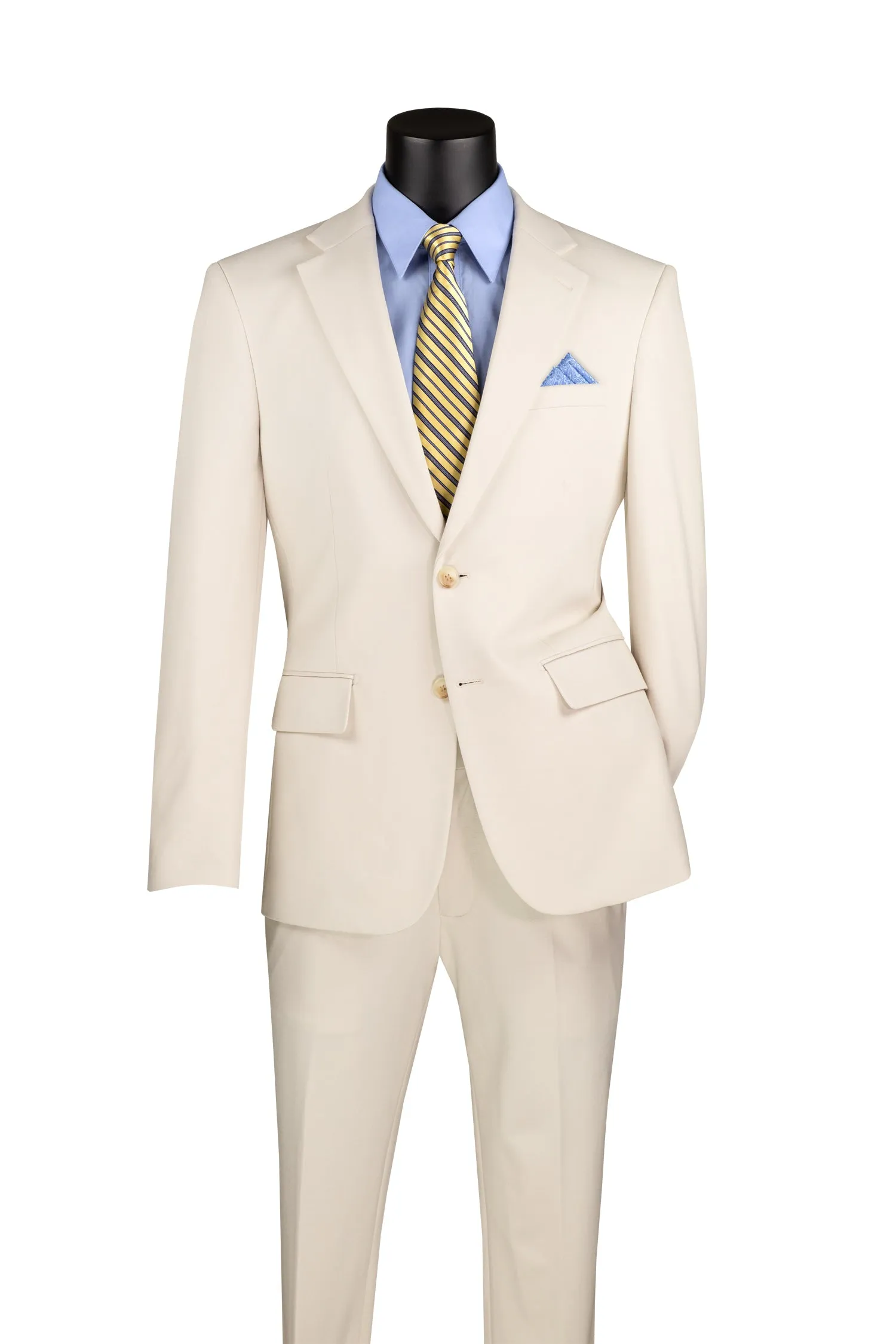 Roche Collection: Bone 2-Piece Solid Single-Breasted Super Stretch Slim Fit Suit