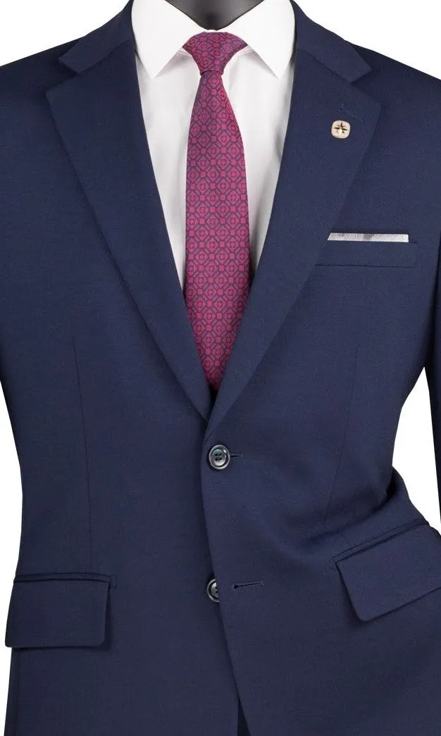 Roche Collection: Navy 2-Piece Solid Single-Breasted Super Stretch Slim Fit Suit