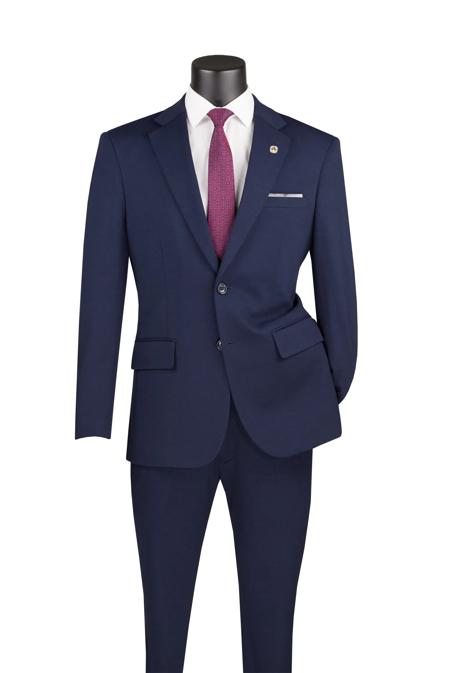 Roche Collection: Navy 2-Piece Solid Single-Breasted Super Stretch Slim Fit Suit