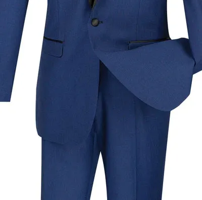 Rowling Collection: Blue 2 Piece with Black Lapel Single Breasted Slim Fit Tuxedo