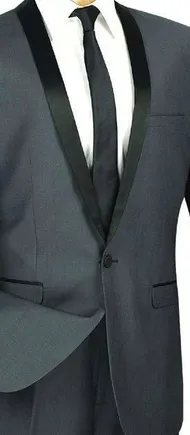 Rowling Collection: Slim Fit Tuxedo with Narrow Shawl Collar In Heather Grey