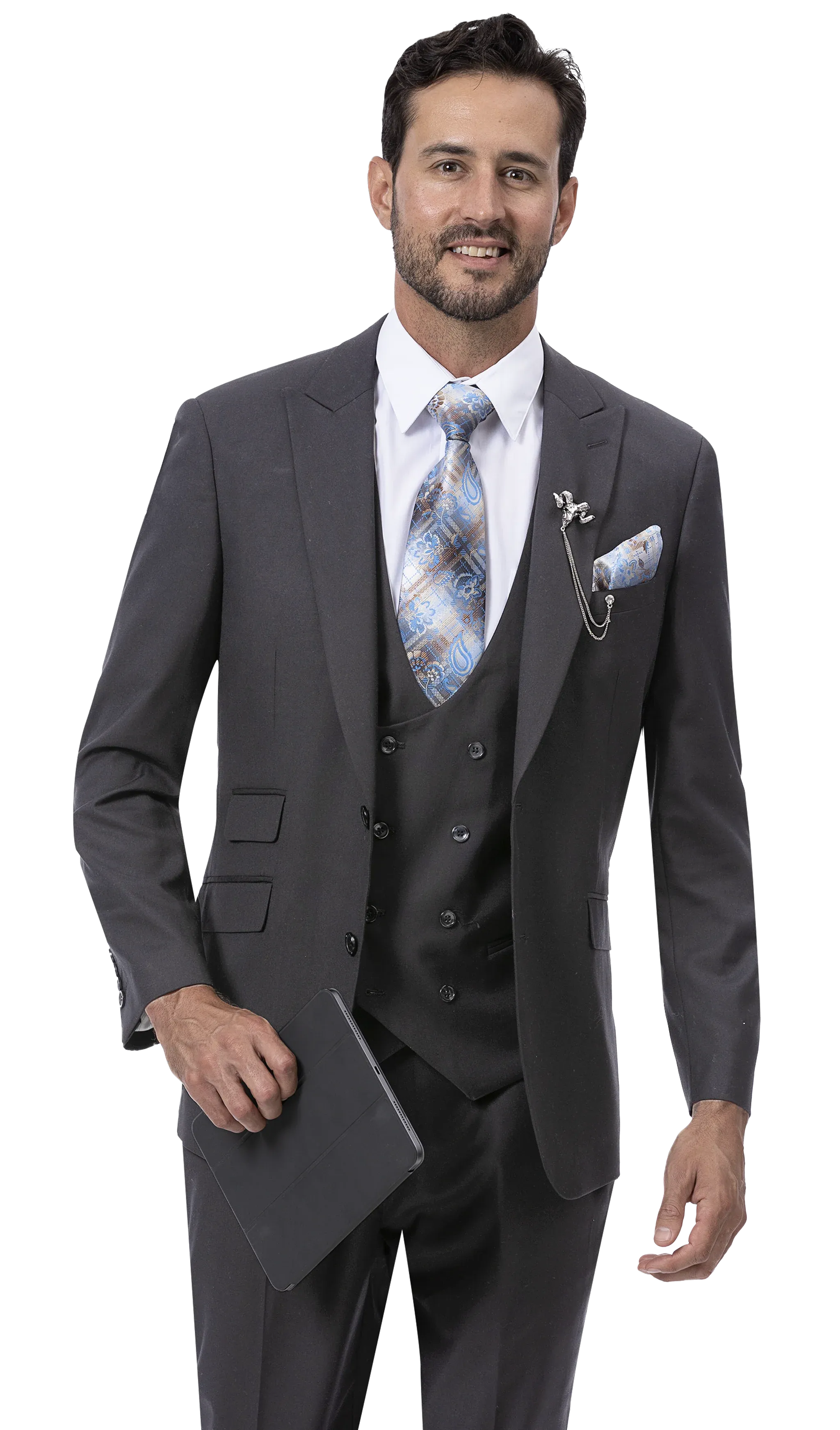 Royal Revival Collection: Charcoal Three Piece Regular Fit Fashion Suit