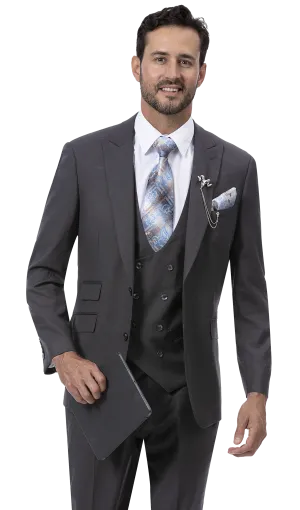 Royal Revival Collection: Charcoal Three Piece Regular Fit Fashion Suit